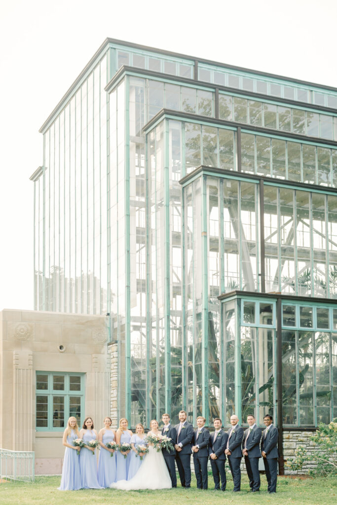Jewel Box St. Louis wedding couple with wedding party.
